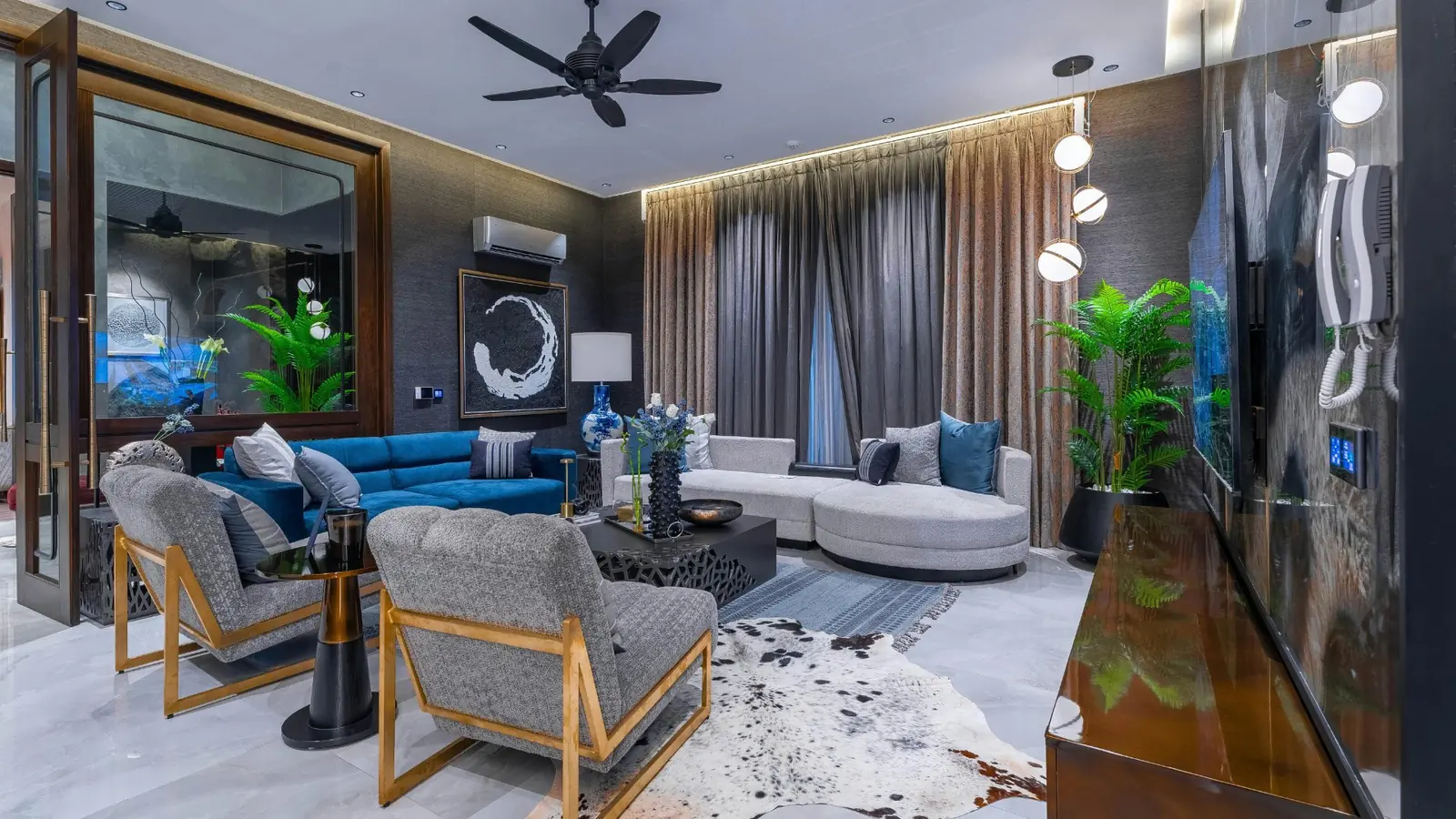Luxury home living room remodel with fireplace and elegant design